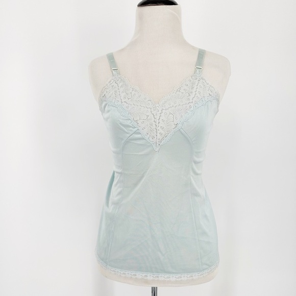 Vintage Baby Blue Lace Satin Camisole Size 32 - Picture 2 of 6